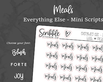 MEALS - Everything Else Mini Script Stickers    |    Minimal Paper Planner Stickers