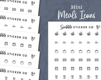 MEALS - MINI Icon Stickers |  Minimal Paper Planner & Bujo Stickers