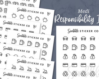 RESPONSIBILITY - MEDI Icon Stickers      |     Minimal Paper Planner & Bujo Stickers