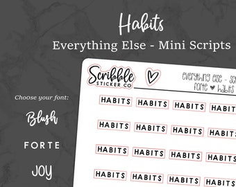 HABITS - Everything Else Mini Script Stickers    |    Minimal Paper Planner Stickers