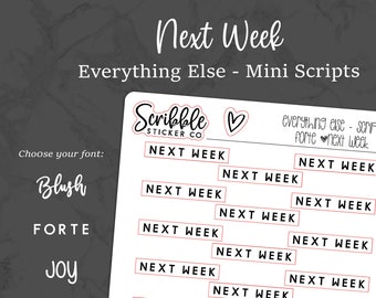 NEXT WEEK - Everything Else Mini Script Stickers    |    Minimal Paper Planner Stickers