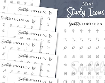 STUDY - MINI Icon Stickers    |    Minimal Paper Planner & Bujo Stickers