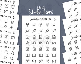 STUDY - MEDI Icon Stickers    |    Minimal Paper Planner & Bujo Stickers