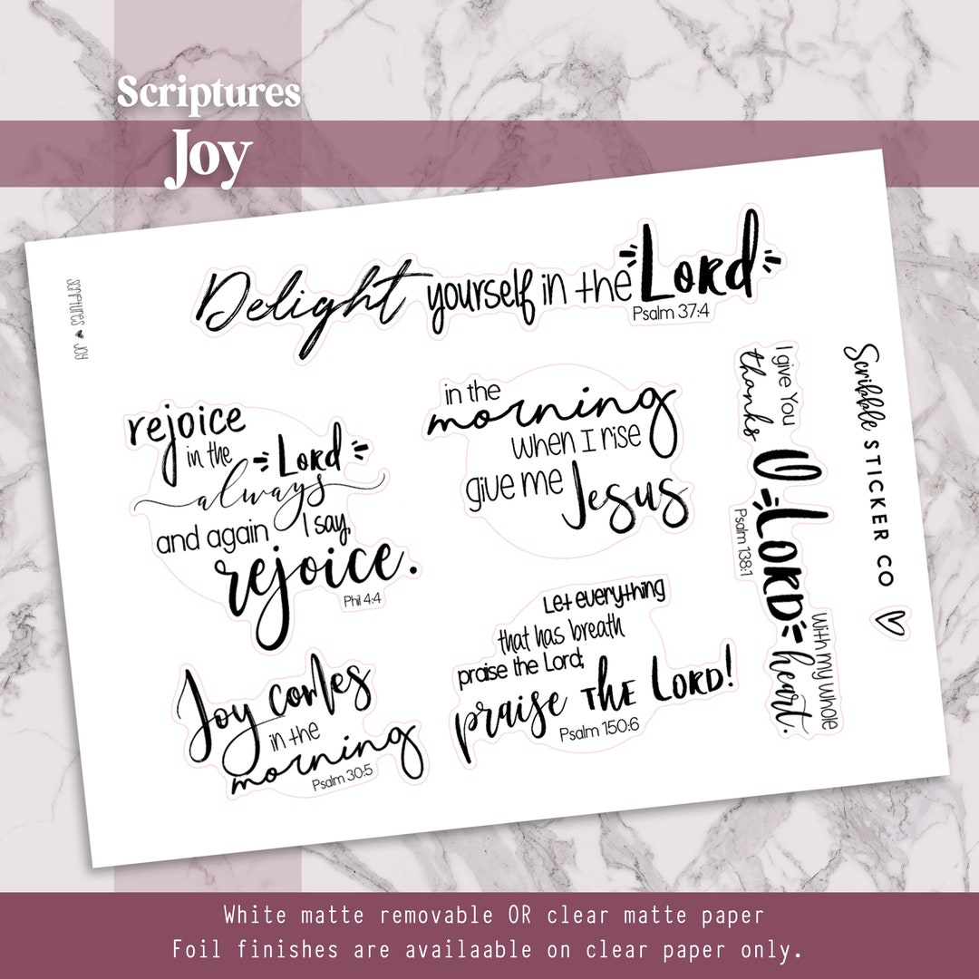 JOY Scripture Script Stickers Minimal Paper Planner Stickers - Etsy