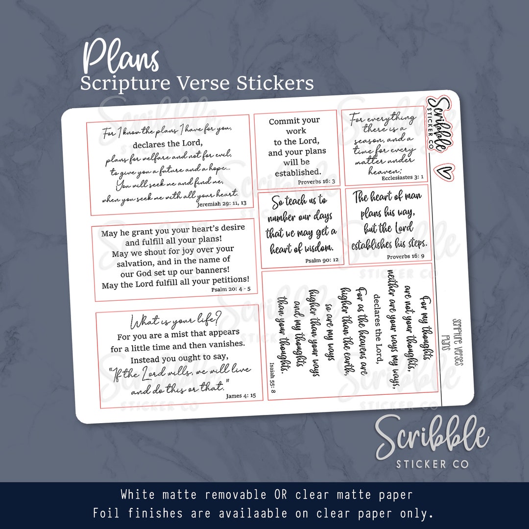 PLANS Scripture Verse Stickers Minimal Paper Planner Stickers Etsy
