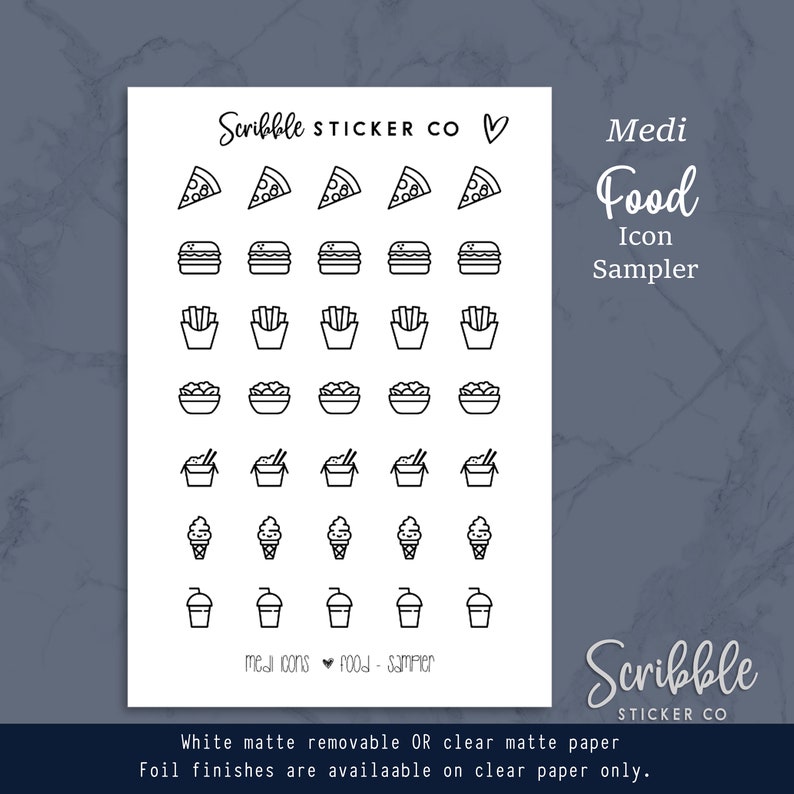 FOOD MEDI Icon Stickers Minimal Paper Planner & Bujo Stickers image 2