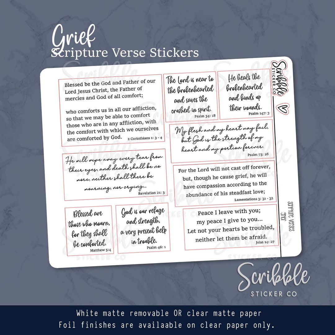 GRIEF Scripture Verse Stickers Minimal Paper Planner Stickers Etsy
