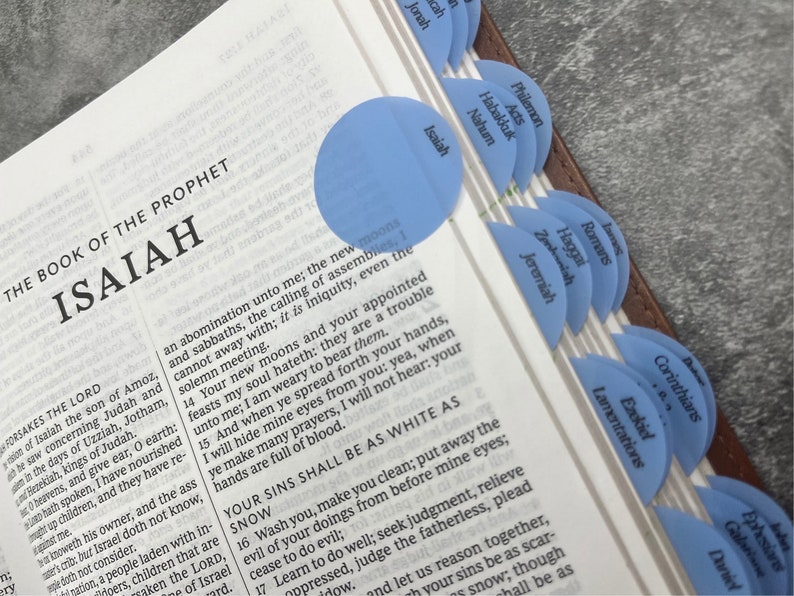 BIBLE TABS Set 4 colours Removable, Reusable, No Tear, Transparent Print Sticky Note Tabs image 1