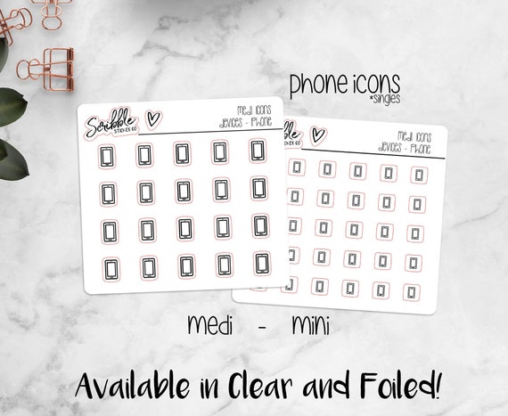 Small Phone Icon Stickers for Planners 
