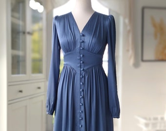 RITA XS, vestido retro de seda, inspirado en la moda de los años 40.