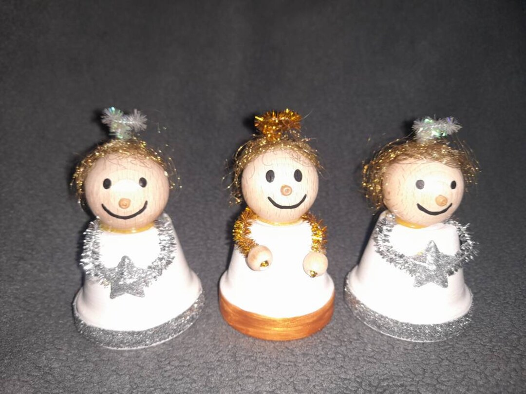 Tontopf Figur Engel stehend handbemalt NEU Etsy.de