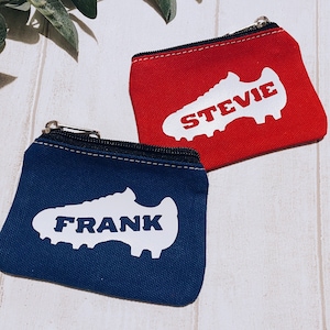 Chaussure de football personnalisée pour enfants, portefeuille pour garçons, argent pour le déjeuner, argent de poche, sac à main avec fermeture éclair, cadeau d'anniversaire pour la rentrée