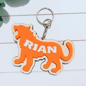 Porte-clés enfant tigre | Porte-clés personnalisé pour enfants | Porte-clés cartable pour enfants | Retour à l'école | Requin | Astronaute | Dinosaure
