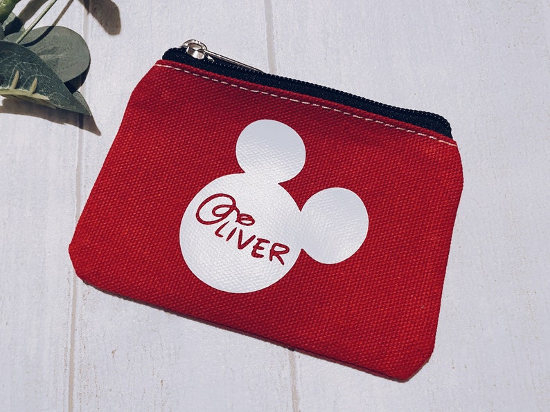 Disney coin purse Personalised purse Holiday money wallet Pocket money purse Holiday money zip wallet Mickey purse Minnie Purse image 3