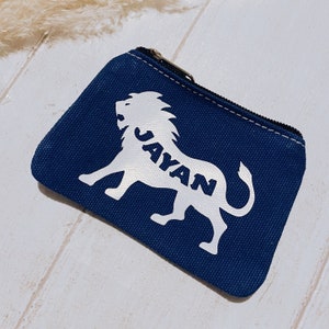 Monedero personalizado con diseño de león para niños, para el almuerzo, para vacaciones, con cremallera, ideal como regalo para niños, para la vuelta al cole o para cumpleaños.
