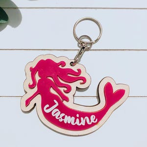 Porte-clés enfant sirène | Porte-clés personnalisé pour enfants | Porte-clés cartable pour enfants | Retour à l'école | Papillon | Licorne | Lapin