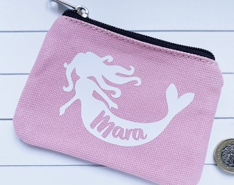 Mermaid coin purse | Personalised purse | Girls zip money purse | Girls birthday gift