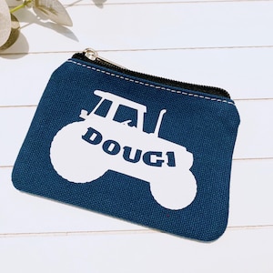 Monedero infantil personalizado con diseño de tractor para niños, para el almuerzo de vacaciones, con cremallera, ideal como regalo de cumpleaños para niños, para la vuelta al cole.