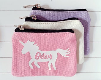 Childrens purse | Girls purse | Personalised purse | Pink coin purse | Zip money purse | Birthday gift | Unicorn | mermaid | dolphin