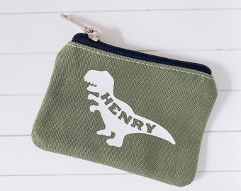 Dinosaur coin purse | Personalised purse | Boys zip money purse | Boys birthday gift | Boys Holiday Wallet