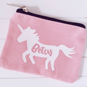 Childrens purse Girls purse Kids Personalised purse Pink coin purse Zip money purse Birthday gift Unicorn mermaid dolphin Unicorn