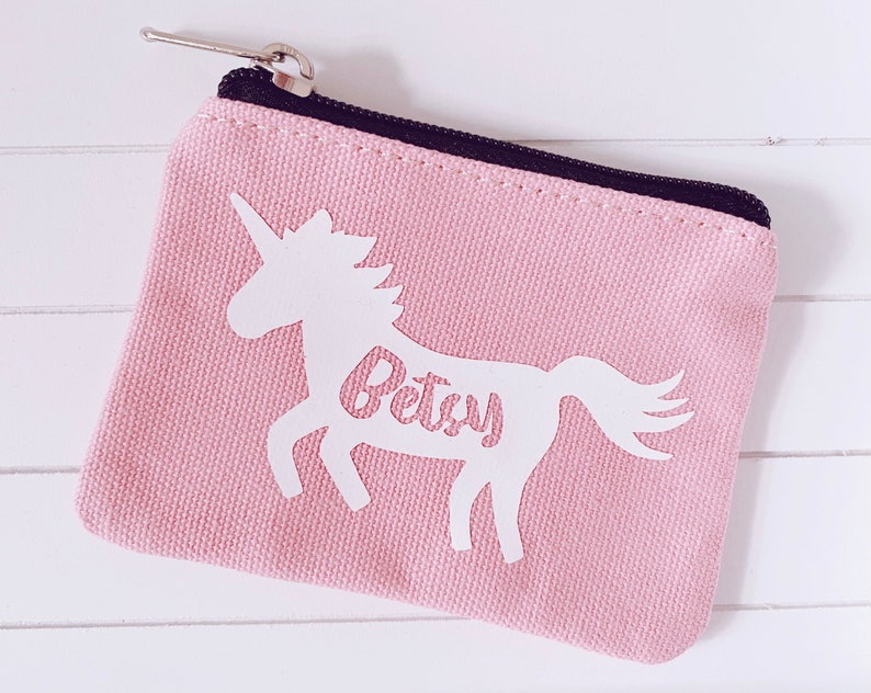 Childrens purse Girls purse Kids Personalised purse Pink coin purse Zip money purse Birthday gift Unicorn mermaid dolphin Unicorn