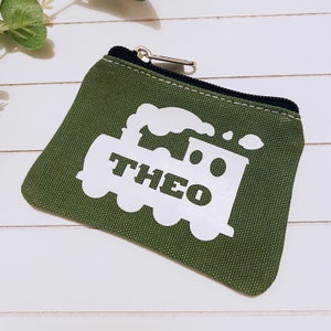 Train coin purse Personalised purse Boys zip money purse Boys birthday gift Kids Holiday Wallet Train