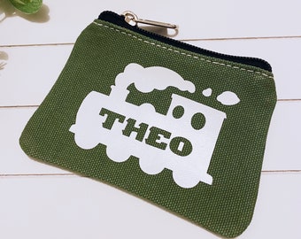 Train coin purse | Personalised purse | Boys zip money purse | Boys birthday gift | Kids Holiday Wallet
