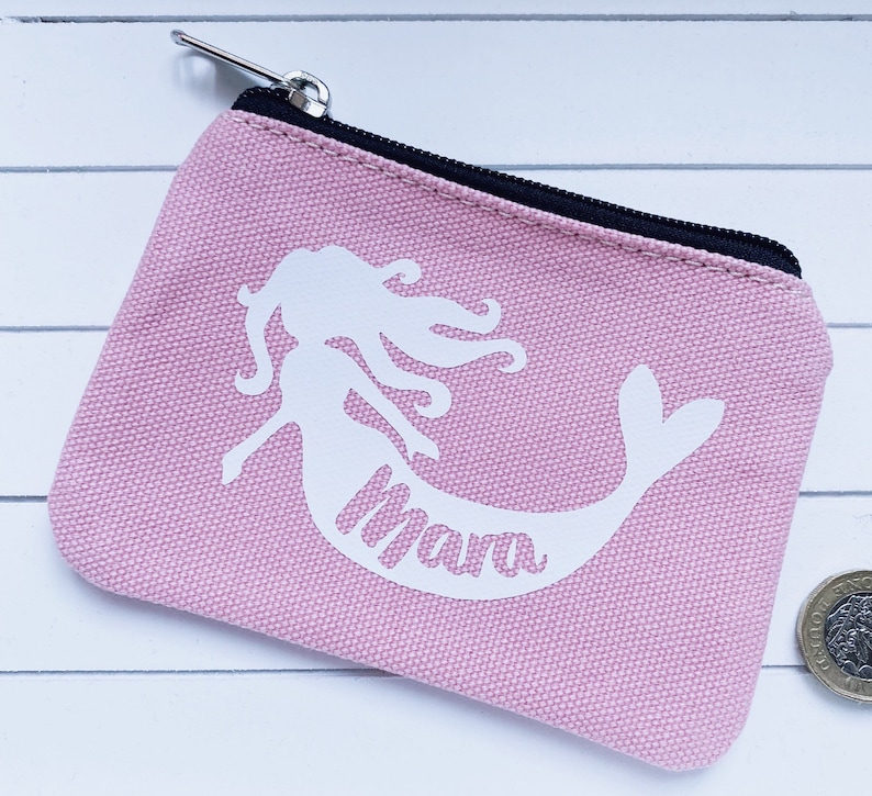 Childrens purse Girls purse Kids Personalised purse Pink coin purse Zip money purse Birthday gift Unicorn mermaid dolphin Mermaid