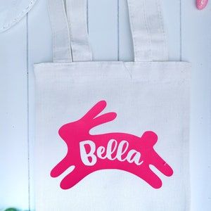 Mini sac de Pâques lapin en toile | Sac cadeau de Pâques personnalisé | Fourre-tout coloré prénom de Pâques | Sac cadeau lumineux | Fourre-tout pour enfants | Cartable