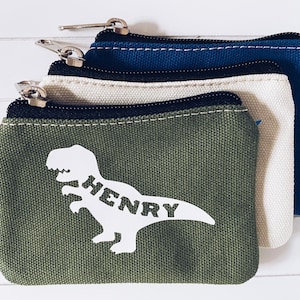 Childrens purse Boys purse Personalised purse Kids Coin purse Zip money purse Birthday gift Shark Astronaut Dinosaur image 1