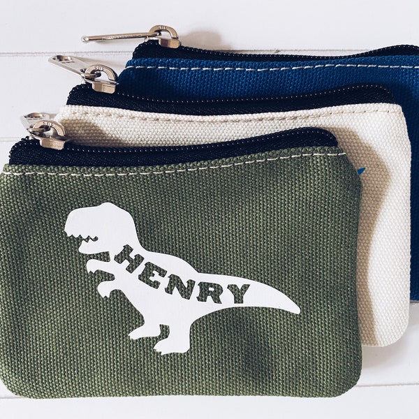 Childrens purse | Boys purse | Personalised purse | Coin purse | Zip money purse | Birthday gift | Shark | Astronaut | Dinosaur