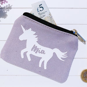 Childrens purse Girls purse Kids Personalised purse Pink coin purse Zip money purse Birthday gift Unicorn mermaid dolphin image 5