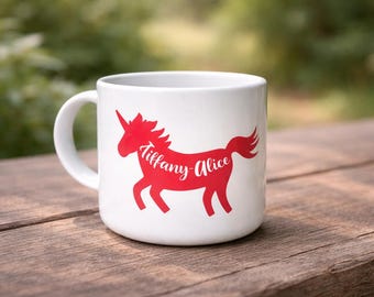 Personalised Unicorn 6oz Mini Mug with Name | Custom Name Polymer Toddler Cup | Unicorn Gift | Birthday Gift for Girls
