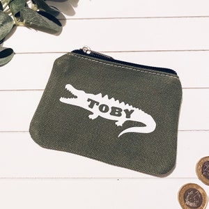 Childrens purse Boys purse Personalised purse Kids Coin purse Zip money purse Birthday gift Shark Astronaut Dinosaur image 5