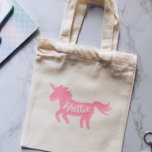 Mini sac en toile | Sac cadeau personnalisé | Fourre-tout prénom coloré | Sac cadeau lumineux | Fourre-tout pour enfants | Cartable | Mini sac à main prénom