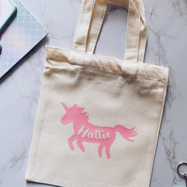Mini Canvas bag | Personalised gift bag | Colourful name tote | Bright gift bag | Totes for kids | Book bag | Mini name tote
