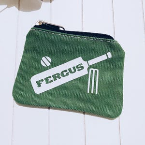 Bolsa infantil personalizada, taco de críquete, dinheiro de bolso para meninos, carteira com zíper para moedas, presente de aniversário para crianças, volta às aulas