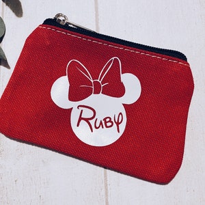 Disney coin purse Personalised purse Holiday money wallet Pocket money purse Holiday money zip wallet Mickey purse Minnie Purse image 2