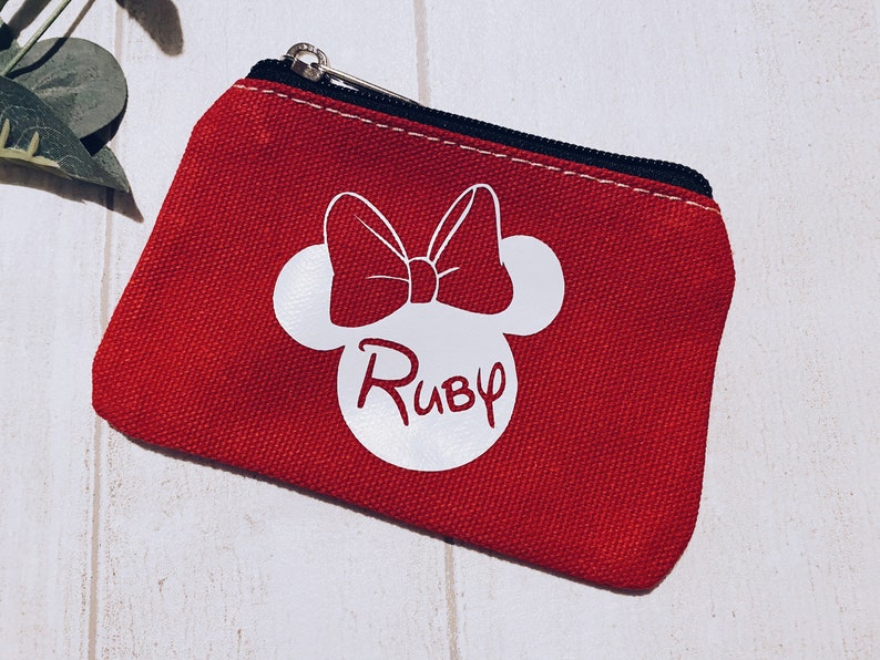 Disney coin purse Personalised purse Holiday money wallet Pocket money purse Holiday money zip wallet Mickey purse Minnie Purse image 2