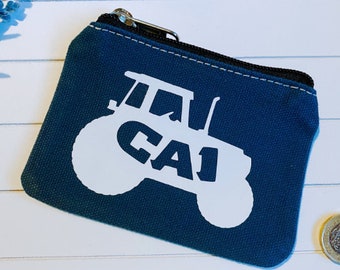 Tractor coin purse | Personalised purse | Boys zip money purse | Boys birthday gift | Boys Holiday Wallet