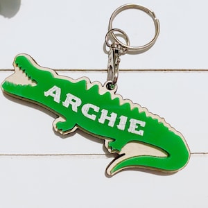 Porte-clés cartable en crocodile | Porte-clés personnalisé pour enfants | Porte-clés prénom pour enfants | Retour à l'école | Requin | Astronaute | Dinosaure