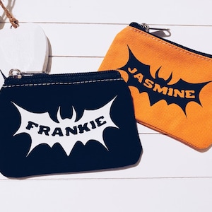 Bolsa infantil personalizada morcego Halloween meninas meninos bolso dinheiro carteira com zíper presente infantil