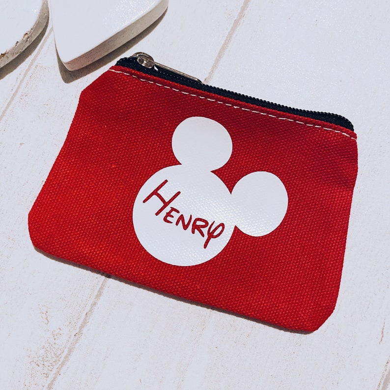 Disney coin purse Personalised purse Holiday money wallet Pocket money purse Holiday money zip wallet Mickey purse Minnie Purse image 7