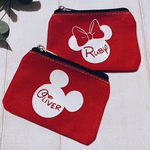 Disney coin purse Personalised purse Holiday money wallet Pocket money purse Holiday money zip wallet Mickey purse Minnie Purse image 1