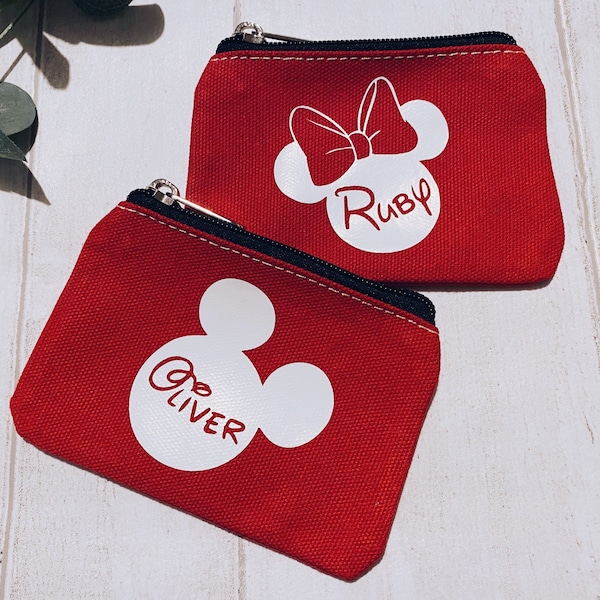 Disney coin purse | Personalised purse | Holiday money wallet | Pocket money purse | Holiday money zip wallet | Mickey purse | Minnie Purse