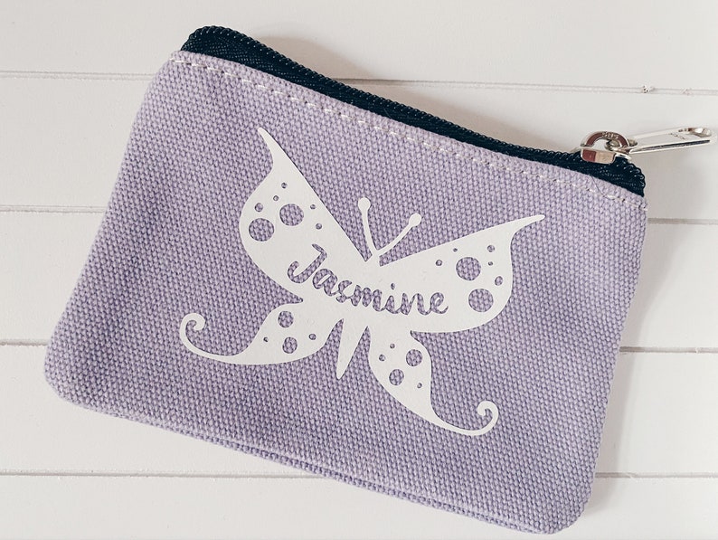 Childrens purse Girls purse Kids Personalised purse Pink coin purse Zip money purse Birthday gift Unicorn mermaid dolphin Butterfly