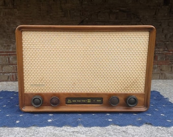 Vintage wooden radio Autophon Chasseral E-75, vintage wooden 1950's radio