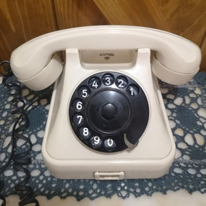 Vintage bakelite white ivory telephone, rotary bakelite phone