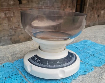 Báscula de cocina vintage de los años 70, báscula de cocina de la era espacial de los años 70